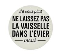 Plaque ronde en métal avec inscription « Please Do Not Leave Dishes In The Sink Thank You » - Style rétro - Pour bar, maison, cave, cuisine, buanderie - 20,3 x 20,3 cm