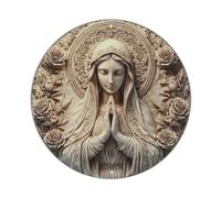 Plaque ronde en métal avec inscription « Praying Virgin Mary With Roses »