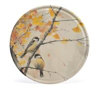 Plaque ronde en métal « The Bird perched on Branch of A Ginkgo Tree » - Rétro - Vintage - Décoration murale pour bars, restaurants, cafés, pubs - 30 x 30 cm