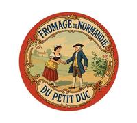 Plaque ronde en métal vintage avec fromage Normandie du Petit Duc - Décoration murale pour bar, maison, cave, cuisine, buanderie - 20,3 x 20,3 cm