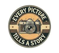 Plaque ronde en métal vintage avec inscription « Every Picture Tells A Story » - Décoration murale - 20,3 x 20,3 cm