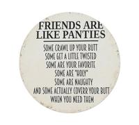 Plaque ronde en métal vintage avec inscription « Funny Friends Are Like Panties » - Décoration murale - 20,3 x 20,3 cm
