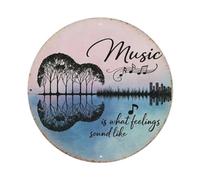 Plaque ronde en métal vintage avec inscription « Music Is What Feelings Sound Like » - Décoration murale - 20,3 x 20,3 cm