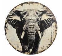 Plaque ronde en métal vintage éléphant pour maison de ferme, cour rustique, extérieur, porche, couronne murale, décoration amusante de 20,3 cm
