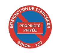 Plaque ronde en métal vintage « French No Parking Private Property Interdiction De Stationner Propriete Privee » Style rétro Décoration murale 20,3 x 20,3 cm