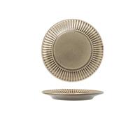 Plaque ronde en relief pour four en céramique - Vaisselle simple résistante à la chaleur - Gris marron - 21,6 cm