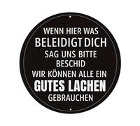 Plaque ronde rétro en métal « If Something Offends You Here Please Let Us Know » - Décoration vintage pour bar, maison, cave, cuisine, buanderie - 20,3 x 20,3 cm