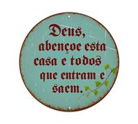 Plaque ronde vintage en métal avec inscription « God Bless This House And All Who Enter And Leave » - Décoration murale - Cadeau idéal pour bar, maison, cave, cuisine, buanderie - 20,3 x 20,3 cm