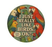 Plaque ronde vintage en métal avec inscription « I Just Really Like Birds » - Décoration murale - 20,3 x 20,3 cm