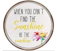 Plaque rustique « When You Can't Find The Sunshine Be The Sunshine » pour la maison, la ferme, la cuisine, décoration murale amusante en métal, panneau rond en métal, panneau de bar, affiche de jardin