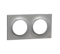 Schneider Electric - Plaque de finition Odace Styl S520704E 2 postes Aluminium horiz/vert 71 mm