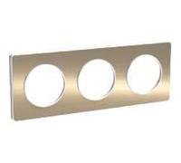 Plaque Odace Touch - Bronze brossé avec liseré blanc - Triple horizontale / verticale 71mm blanc G