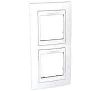 plaque schneider unica - 2 postes - 2 x 2 modules - verticale - blanc - liseré blanc