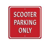 Plaque Scooter Parking Only Rouge et blanche - 30 x 30 cm