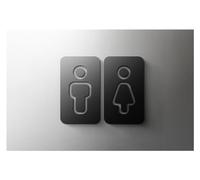 Plaque Signalétique Centre commercial supermarché résidentiel moderne maison Art décoration signe salle de bains acrylique toilette porte numéro autocollant mural For Toilettes(21,25x16cm Black)