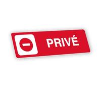 Plaque signalétique gravée autocollante Privé - rouge - format 12x3,7 cm