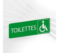 Plaque Signalétique Toilettes Handicapés - Plaque De Porte Adhésive PVC 5 x 15 cm - 20 Couleurs Disponibles (Vert)