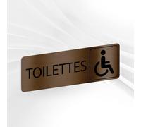 Plaque Signalétique Toilettes Handicapés - Plaque De Porte Adhésive PVC 5 x 15 cm - 20 Couleurs Disponibles (Bronze Métallisé)