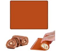 Plaque Silicone Four, Plaque a Genoise à Rebords, 40 X 30 cm Roulé Suisse Tapis Roulade Cuisson, Anti-Débordement, Antiadhésif Silicone Plateau de Cuisson pour Biscuits Pizza Pain Mousse (Marron)