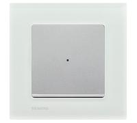 Plaque simple VERRE BLANC MAT + Va & vient Témoin SILVER DELTA MEGA