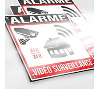 Plaque Site Protégé 130x130mm Dibond 2mm + 2 Autocollants Vidéo Surveillance - Panneau Caméra Surveillance