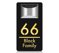 Plaque solaire LED en acrylique personnalisée - Numéro de porte moderne - Découpe au laser - Plaque de maison contemporaine - Plaques d'adresse pour maisons (18 x 32 cm, noir (texte doré)