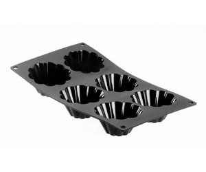 Plaque souple antiadhésive de 6 briochettes Moulflex noir