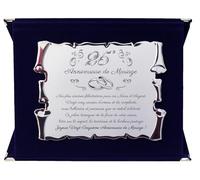 Plaque Souvenir Élégante pour 25e Anniversaire de Mariage | Cadeau Vingt-Cinquième | Noces d'Argent | Parchemin en Métal Doré Décoratif avec Dédicatoire (Bleu, 25 Ans)