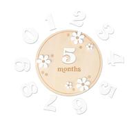 Plaque souvenir pour bébé - Panneau circulaire en bois avec décoration florale - Disque commémoratif gravé naturel - Accessoire de registre mensuel mignon | Cadeau idéal pour un nouveau-né