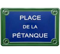 Plaque Style Rue de Paris "Place de la Pétanque" - Décoration Murale Vintage En Métal 30 x 20 cm - Idée Cadeau Originale pour Amoureux du Sud et des Boules, Idéal pour Jardin, Boulodrome, Man Cave