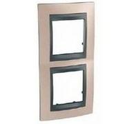 Plaque Schneider Unica Top - 2 Postes - 2 x 2 Modules - Verticale - Cuivre Onyx - Liseré Graphite