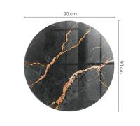 Plaque Verre Pour Poêle Marbre Élégant avec Veines Noir Ronde Semi-circulaire