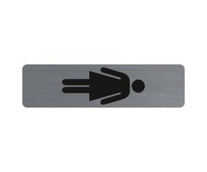 Plaque verticale adhésive imitation aluminium Dame 16,5X4,4 cm - Gris