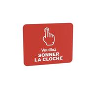 Plaque 'Veuillez sonner la cloche' - Autocollant adhésif pour porte, enseigne en plusieurs couleurs, gravée avec symbole universel et texte (Un signe rouge)