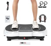 Plaque vibrante avec moteur silencieux+Bluetooth - 99 niveaux de vibration+15 programmes d'exercices - avec télécommande - Blanc