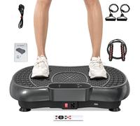 Plaque vibrante avec moteur silencieux+Bluetooth - 99 niveaux de vibration+15 programmes d'exercices - avec télécommande - Noir