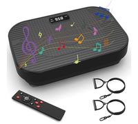 Plaque vibrante avec musique BT - Plaque vibrante 199 niveaux et 5 programmes, Power Plate avec télécommande et bandes de résistance - Appareil vibrant pour la maison et le fitness - Noir