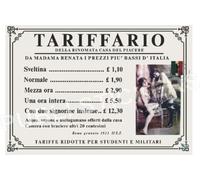 Plaque vintage 1923 maison de tolérance"tarifaire de Madama Renata les prix piu' Bas d 'Italie" dimensions 20 x 14 cm - 1923 Italian Brothel rates, image restored