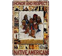 Plaque vintage amérindienne en étain avec inscription « Honor and Respect » - Décoration murale en aluminium pour salon, maison, chambre à coucher - 30,5 x 20,3 cm