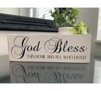 Plaque vintage amusante en étain « God Bless This Home And All Who Enter. » Décoration de la maison - Panneaux en métal vieilli - Décoration d'intérieur - 10,2 x 40,6 cm