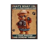 Plaque vintage en aluminium avec cadre en métal « That's What I Do I Am A Photographer I Take Photos And I Know Things » pour magasin, cuisine, maison, café, garage - 20,3 x 30,5 cm