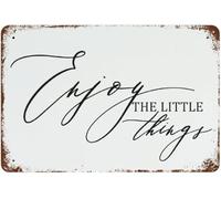 Plaque vintage en aluminium avec inscription « Enjoy The Little Things » - Décoration de ferme amusante pour la maison, la cuisine, le jardin, l'extérieur, le bureau, le garage, le bar, le café, la