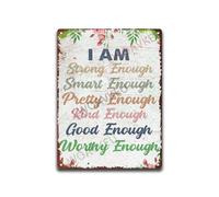 Plaque vintage en aluminium avec inscription « I Am Strong Enough For » - Décoration murale pour maison, café, bureau, magasin, pubs, club - 20,3 x 30,5 cm
