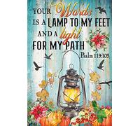 Plaque vintage en aluminium avec inscription « Your Word is A Lamp to My Feet » - Décoration murale rétro pour maison, cuisine, café, bar, vacances, 20,3 x 30,5 cm