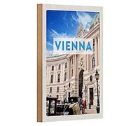 Plaque vintage en bois | Vienna | Décoration nostalgie pour la maison | 12 cm x 18 cm