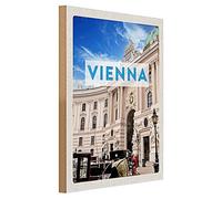 Plaque vintage en bois | Vienna | Décoration nostalgie pour la maison | 30 cm x 40 cm