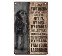 Plaque vintage en étain avec inscription « I Am Your Black Labrador I Am Your Friend Till the Last Beat of My Heart » - Décoration murale amusante en fer - Cadeau pour salon - 15,2 x 20,3 cm