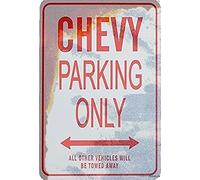 Plaque vintage en étain fantaisie Chevy Parking Only All OtherWill Be Towed Away - Décoration murale pour extérieur, café, bar, parking - Pour maison, cave, garage, club de campagne - 20,3 x 30,5 cm