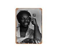 Plaque vintage en étain Nina Simone - Photos rétro de légendes de la musique jazz - Portrait de Nina Simone - Poster décoratif mural - Cadeau - 20,3 x 30,5 cm