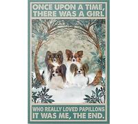 Plaque vintage en étain « Once Upon A Time There was A Girl Who Loved Papillons » pour bureau, maison, salle de classe, salle de bain, idée cadeau - 20,3 x 30,5 cm